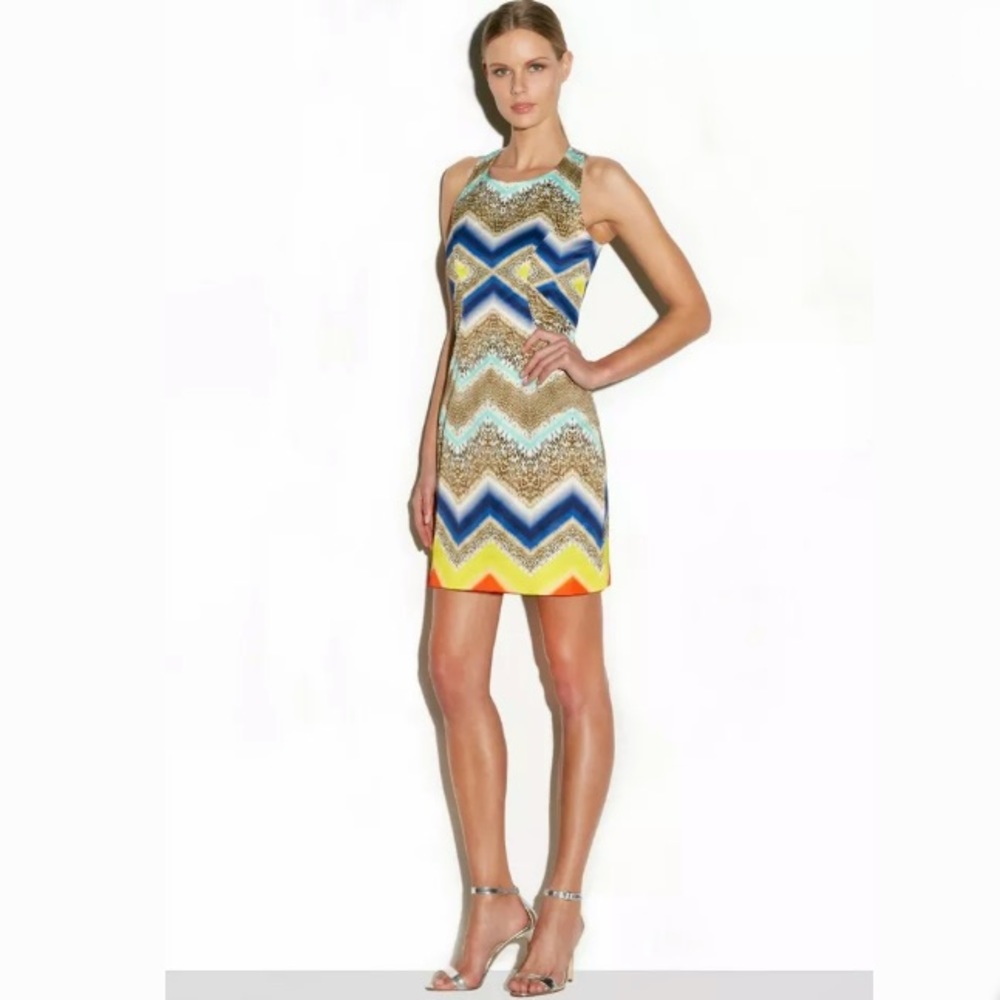 Milly Chevron Paneled prints shift dress